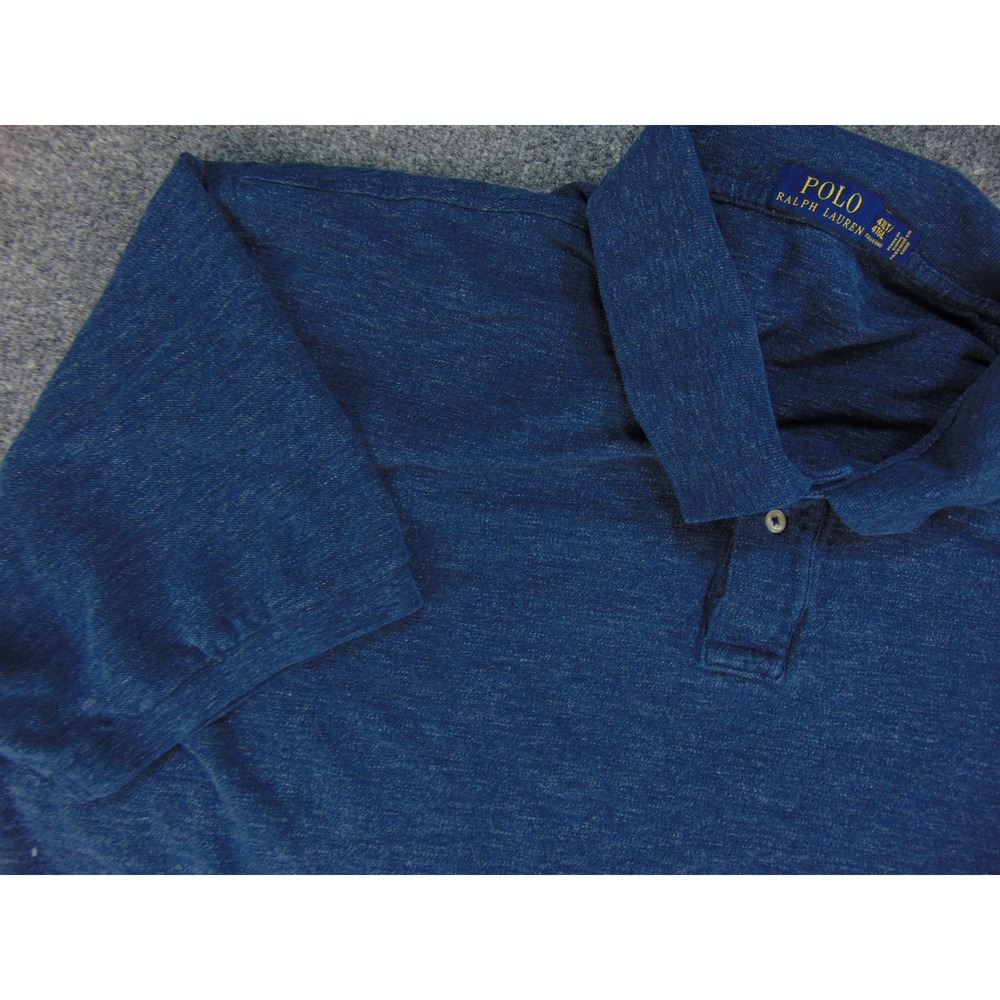 Polo Ralph Lauren Polo Mens 4XLT Blue Heathered Solid Short Sleeve Pony Logo